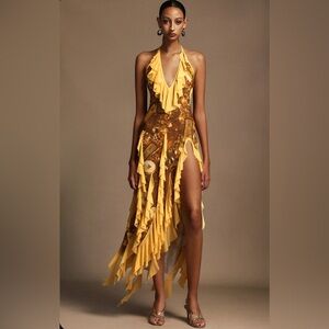 Frill detail Halter Dress